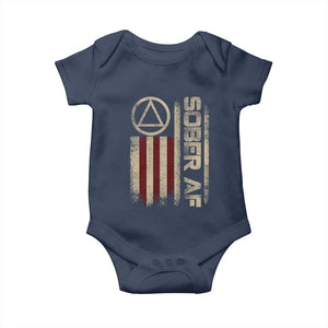 Sober AF Baby Onesie Alcoholism Addiction Recovery Rehabilitation Vintage American Flag TS11 Navy Print Your Wear