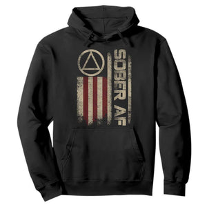 Sober AF Hoodie Alcoholism Addiction Recovery Rehabilitation Vintage American Flag TS11 Black Print Your Wear