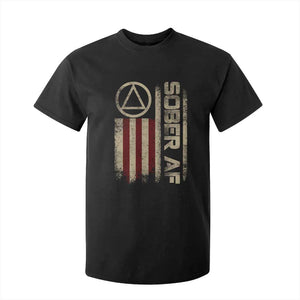 Sober AF T Shirt For Kid Alcoholism Addiction Recovery Rehabilitation Vintage American Flag TS11 Black Print Your Wear