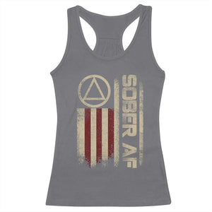 Sober AF Racerback Tank Top Alcoholism Addiction Recovery Rehabilitation Vintage American Flag TS11 Charcoal Print Your Wear