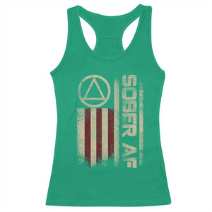 Sober AF Racerback Tank Top Alcoholism Addiction Recovery Rehabilitation Vintage American Flag TS11 Irish Green Print Your Wear