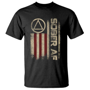 Sober AF T Shirt Alcoholism Addiction Recovery Rehabilitation Vintage American Flag TS11 Black Print Your Wear