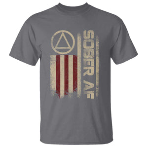 Sober AF T Shirt Alcoholism Addiction Recovery Rehabilitation Vintage American Flag TS11 Charcoal Print Your Wear