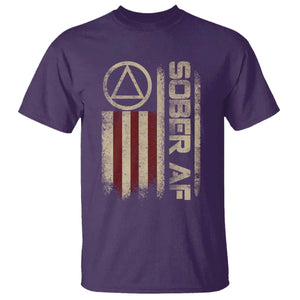Sober AF T Shirt Alcoholism Addiction Recovery Rehabilitation Vintage American Flag TS11 Purple Print Your Wear