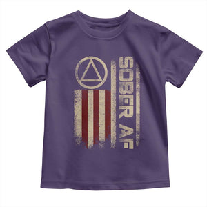 Sober AF Toddler T Shirt Alcoholism Addiction Recovery Rehabilitation Vintage American Flag TS11 Purple Print Your Wear