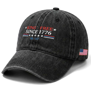 Funny King Free Since 1776 8647 Washed Cotton Baseball Cap TS11 Print Your Wear