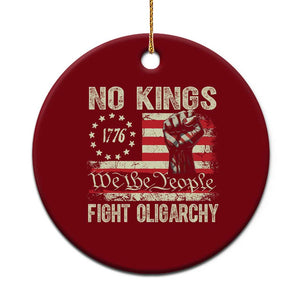 Funny No Kings Fight Oligarchy Ceramic Ornament Betsy Ross Flag Hand Fist TS11 1pc Red Print Your Wear