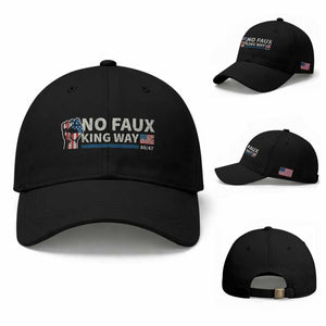 Funny No Faux King Way 8647 Baseball Cap Vintage American Flag TS11 Baseball Cap Universal Fit Black Print Your Wear
