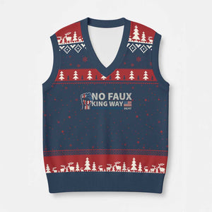 Funny No Faux King Way 8647 V-Neck Knit Sweater Vest Vintage American Flag TS11 Navy Red Print Your Wear