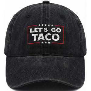 Funny Let's Go Taco Washed Cotton Baseball Cap Vintage Star Stripes TS11 Print Your Wear