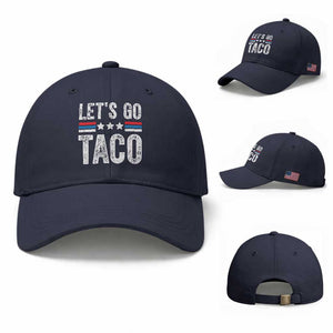 Funny Let's Go Taco Always Chickens Out Baseball Cap Vintage Star Stripes TS11 Baseball Cap Universal Fit Navy Print Your Wear