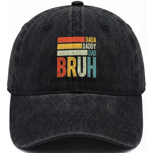 Funny Dada Daddy Dad Bruh Washed Cotton Baseball Cap Fathers Day Vintage Stripes