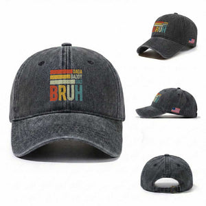 Funny Dada Daddy Dad Bruh Washed Cotton Baseball Cap Fathers Day Vintage Stripes