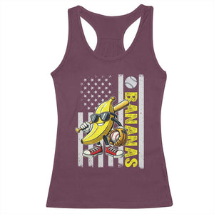 Funny Bananas Lover Baseball Vintage American Flag Racerback Tank Top TS11 Maroon Print Your Wear