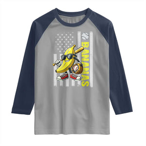Funny Bananas Lover Baseball Vintage American Flag Raglan Shirt TS11 Sport Gray Navy Print Your Wear