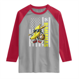 Funny Bananas Lover Baseball Vintage American Flag Raglan Shirt TS11 Sport Gray Red Print Your Wear