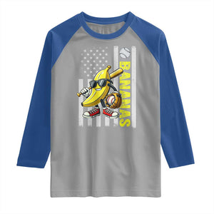 Funny Bananas Lover Baseball Vintage American Flag Raglan Shirt TS11 Sport Gray Royal Print Your Wear