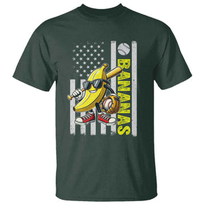 Funny Bananas Lover Baseball Vintage American Flag T Shirt TS11 Dark Forest Green Print Your Wear