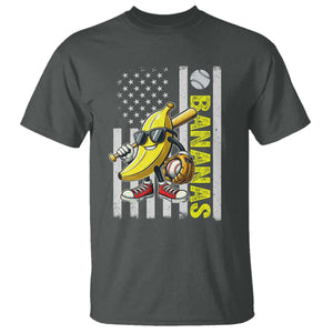 Funny Bananas Lover Baseball Vintage American Flag T Shirt TS11 Dark Heather Print Your Wear
