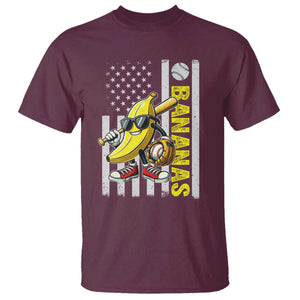 Funny Bananas Lover Baseball Vintage American Flag T Shirt TS11 Maroon Print Your Wear