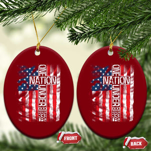 One Nation Under God Ceramic Ornament 4th Of July Patriotic Christian Vintage Cross American Flag TS11 Print Your Wear
