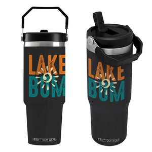 Funny Lake Bum Summer Vacation Flip Straw Tumbler Lake Life Sun Light TS11 One Size: 30 oz Black Print Your Wear
