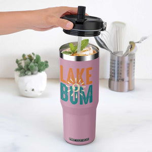 Funny Lake Bum Summer Vacation Flip Straw Tumbler Lake Life Sun Light TS11 One Size: 30 oz Light Pink Print Your Wear