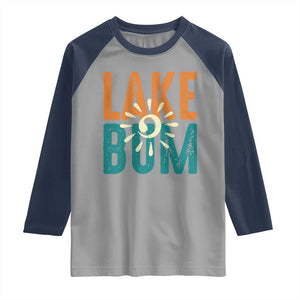 Funny Lake Bum Summer Vacation Raglan Shirt Lake Life Sun Light TS11 Sport Gray Navy Print Your Wear