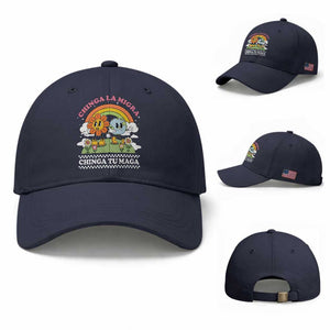 Chinga La Migra Chinga Tu Maga Baseball Cap Immigration Rights TS11 Baseball Cap Universal Fit Navy Print Your Wear