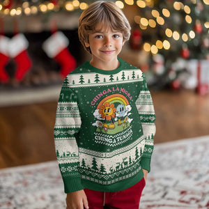 Chinga La Migra Chinga Tu Maga Ugly Christmas Sweater Immigration Rights TS11 Forest Green Beige Print Your Wear