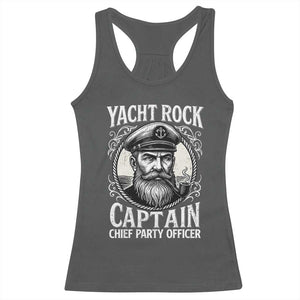 Funny Yacht Rock Captain Racerback Tank Top Chief Party Officer Pontoon Boat Sailor TS11 Dark Heather Print Your Wear