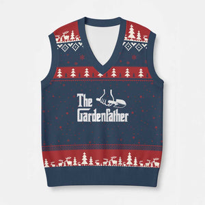 The Gardenfather V-Neck Knit Sweater Vest Gardener Parody Gardening Fathers Day TS11 Navy Red Print Your Wear