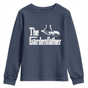 The Gardenfather Youth Sweatshirt Gardener Parody Gardening Fathers Day TS11 Navy Print Your Wear