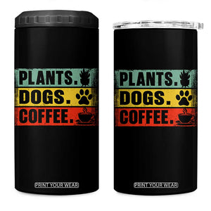 Plants Dogs Coffee 4 in 1 Can Cooler Tumbler Retro Gardening And Dog Lover TS11 One Size: 16 oz Black Print Your Wear