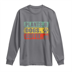 Plants Dogs Coffee Long Sleeve Shirt Retro Gardening And Dog Lover TS11 Charcoal Print Your Wear