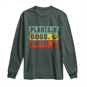 Plants Dogs Coffee Long Sleeve Shirt Retro Gardening And Dog Lover TS11 Dark Forest Green Print Your Wear