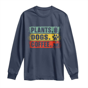 Plants Dogs Coffee Long Sleeve Shirt Retro Gardening And Dog Lover TS11 Navy Print Your Wear