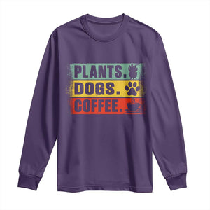 Plants Dogs Coffee Long Sleeve Shirt Retro Gardening And Dog Lover TS11 Purple Print Your Wear