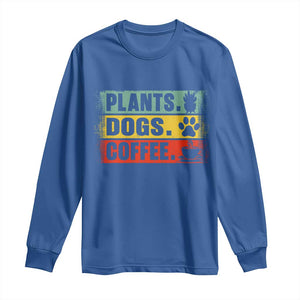 Plants Dogs Coffee Long Sleeve Shirt Retro Gardening And Dog Lover TS11 Royal Blue Print Your Wear