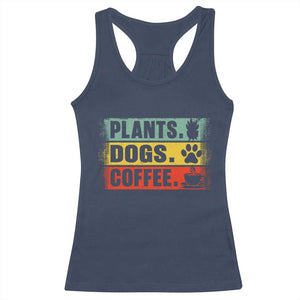 Plants Dogs Coffee Racerback Tank Top Retro Gardening And Dog Lover TS11 Navy Print Your Wear
