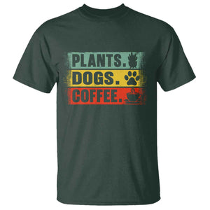 Plants Dogs Coffee T Shirt Retro Gardening And Dog Lover TS11 Dark Forest Green Print Your Wear