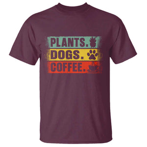 Plants Dogs Coffee T Shirt Retro Gardening And Dog Lover TS11 Maroon Print Your Wear