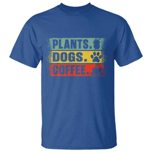 Plants Dogs Coffee T Shirt Retro Gardening And Dog Lover TS11 Royal Blue Print Your Wear
