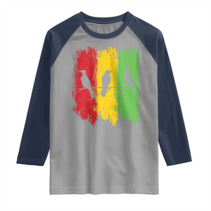 Three Birds Rasta Jamaica Reggae Music Raglan Shirt TS11 Sport Gray Navy Print Your Wear