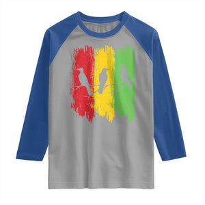 Three Birds Rasta Jamaica Reggae Music Raglan Shirt TS11 Sport Gray Royal Print Your Wear