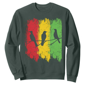 Three Birds Rasta Jamaica Reggae Music Sweatshirt TS11 Dark Forest Green Print Your Wear