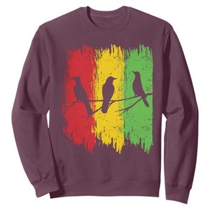 Three Birds Rasta Jamaica Reggae Music Sweatshirt TS11 Maroon Print Your Wear
