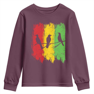 Three Birds Rasta Jamaica Reggae Music Youth Sweatshirt TS11 Maroon Print Your Wear
