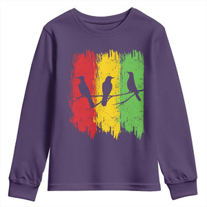 Three Birds Rasta Jamaica Reggae Music Youth Sweatshirt TS11 Purple Print Your Wear