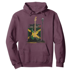 Reggae Guitar Jamaican Flag Amp Microphone Music Lover Hoodie TS11 Maroon Print Your Wear